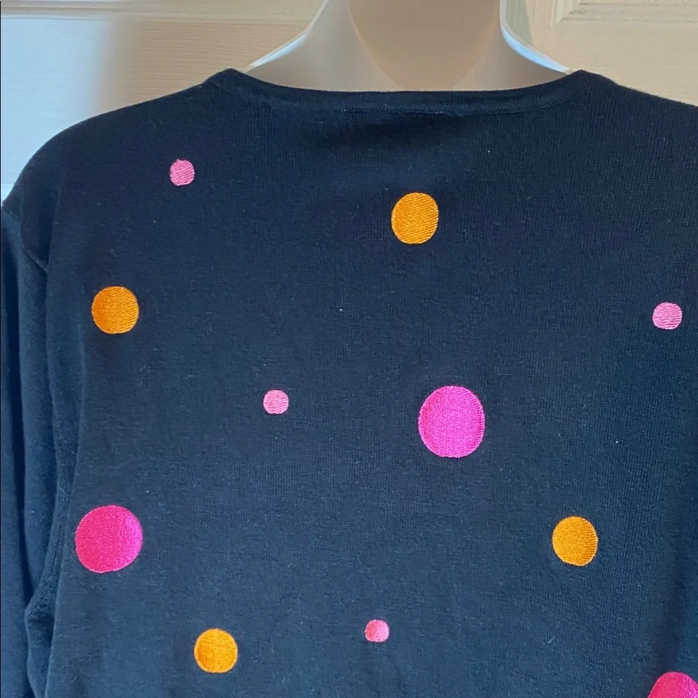 Whimsy V-Neck Sweater with Pink and Orange Dots Plus Size 2X